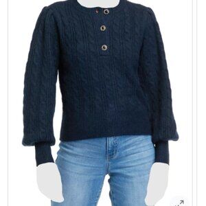 Biltmore Womens Jeweled Button Henley Sweater